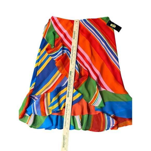 Lauren Ralph Lauren Womens M Multicolor Stripe Ruffle Skirt NEW MSRP $115 - Picture 11 of 12
